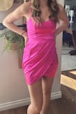 Cute dress, super bright color, and great fit. Several friends have borrowed for dances too and it seems to work for various sizes. Only complaint is that the material snags easily. - Diaane G.
