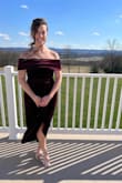 I bought this dress for a wedding in late winter at a winery. I originally bought a small but returned it for the medium. I'm typically between sizes depending on the brand. The medium fit well/snug and I was able to zip it up with the side zipper with ease. The dress is VERY flattering, VERY soft, and VERY comfortable. It kept me warm outside but was still breathable inside. I was able to dance the night away in this dress. I eventually flipped up the off-the-shoulder sleeves to rock a funky cowl neck and it was actually very cute. I received a TON of compliments on the dress. 10/10 would recommend this dress - Denay W.