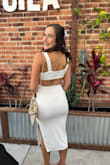 We had a casual rehearsal night welcome party for all our guests, and this was the perfect dress for the occasion! I loved it and wore it on our honeymoon too. Super comfy fabric, lined well so it's not see through at all. I'm super small chested, and it still fit me great. - Marissa G.