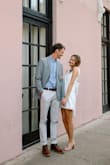 I wore this for my engagement shoot and it was the perfect dress. At first, I thought the construction of the bow was a little strange, but it didn't bother me too much and it turned out great in pictures - Emily A.