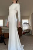 This dress is super comfortable, has a bit of stretch, and looks beautiful. Not to mention the sleeves completely covered my arms and I have a 6ft arm span. So beautiful. This is a top contender of mine. I highly recommend it. - Samantha T.