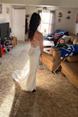 I love this dress. I'm getting married on the beach and wanted a lace dress. This dress is perfect as I won't be too hot. I love the train because it's just the perfect length. The lace-up corset back is perfect for the location. I'm tall but thin and it's the perfect fit. I can't wait for my future husband to cry!!!! - Bridget V.