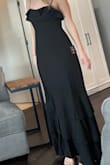 Fits true to size. I typically order size mediums, and this fit really well! I'm 5'7 and the length is a little long for me, but with heels, it will be perfect! Dress is a little wrinkly so will need to get it dry cleaned or try to steam out myself - Rachel S.