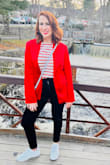 I was looking for a red blazer a long time, but I thought I wouldn't wear it a lot! And when I saw this one, I didn't think much. I liked it so much, the length, fabric, style. One week after, I was invited to speak in one event, and there was this unique blazer; my outfit for that incredible moment. - Isabella O.