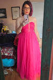 I wore this as my first outfit at my best friend's Oscar party last month. It is SO pretty in person - literally everyone asked to borrow it. Gave Barbie but make it glam. Looks even better in person. Zipper was a bit catchy, and the netting may snag, but for $25 it is AMAZING. - Leslie D.