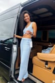 Loved this. The pants are super long, so I wore heels. Material is high quality. The top was a little tight, but it worked well for me because I have a small chest. - Alexandria W.