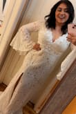 I was so nervous this dress wouldn't even zip up on me! I wanted to order a 1x to be safe, but they were sold out so I took a chance on the xl and I'm so glad I did! It fits like a glove! Even if it's a little long on you, there's a train so it will work with a great pair of shoes. I'm obsessed with this dress and I can't wait to wear it for my June wedding! - Christina B.