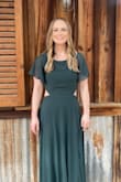 I wore this dress for my brother's wedding as the wedding officiant and received so many compliments! This dress is very tasteful while also showing just a little bit of skin. Initially, I ordered a small per the reviews and size chart. However, it was too tight in the bust, and I had to exchange for a medium. I did end up needing quite a bit of alterations in the waist and on the length. So, this dress really wasn't cost effective for me, but I didn't mind spending the extra money since it was for a wedding that I was in. I also was able to wear chafing shorts underneath and full bra/bralette without anything showing. I am muscular and have broad shoulders so take that into account if you're between sizes; I would size up so it's comfortable. I hand washed the dress before and laid flat to dry as hanging would have probably ripped the dress in half; it was so heavy once it was wet! The dress dried very quickly (overnight), and I lightly steamed the dress to remove the few wrinkles that resulted. Overall, 10/10! - Michelle R.