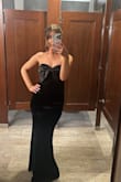 Dramatic Stunner Navy Velvet Bow Strapless Maxi Dress