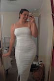 I wish I could give more than 5 stars! Stretchy, very comfortable material, and it fits wonderfully. I can't wait to wear to my bridal shower! - Lainey D.