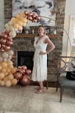Nice Dress, size Medium and a little loose in the top but overall really like the fit. - My B.