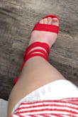 I am normally a size 8 and so I got that first and I couldn't even fit my toes in the shoe so I returned them for a 9 and returns are amazing and easy but sizing up to a 9(pic below) the toes are incredibly tight! The shoe size fits to normal but unless you have narrow feet, these won't work for anyone but narrow feet people. - Paige B.