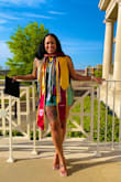 Love this dress! I wore it for my master's degree graduation photoshoot. I purchased a large, and it was fitted to my body! It's very short, and I'm 5'4, for reference. I loved the shorter dress because that's the look I was going for! I got so many compliments on my pictures because of this dress. Everyone was DM'n me asking me where I got my dress. 10/10 recommend! - Nikki A.