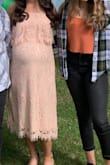 I wore this dress to my baby shower when I was 7 months pregnant. There is a lot of stretch. - Ashley E.