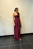 Beautiful plum/burgundy color. Received lots of compliments. Ordered size M wish I ordered a small size. Gorgeous dress. Material was soft and comfortable. Only one problem that didn't solve easily was that the zipper was very tough. It wasn't gliding easily. Had to rub candle wax multiple times to get it to work properly. - Priya P.