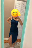 Ended up wearing a different dress from Lulus, but this one was a close second. Really cute, nothing bad to say about it. Not sure how long the strap would stay attached though. I'm short and wanted a midi length so this worked out well. - Gabriela W.