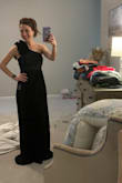 I love the fit and the unique pleats in the fabric. I don't love that the zipper is hard to zip (not too small, just hard to zip when the fabric goes from thin to thick around the bust area) and I don't love that the skirt part of the dress isn't double-lined making it sort of see thru, so I'll probably need to wear something under - maybe black spanx when I wear it to the Gala. - Ryan B.