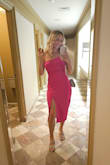 This dress is fire! It's the perfect shade of pink. It fit true to size. It might not be for anyone shorter than 5ft tall bc of the length. I was very pleased with it. Got a lot of compliments. - Brandi T.