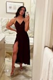 Loved the look of this dress. The flowy-ness made it really pretty and the length was great. Loved the slit too! - Cristina A.