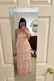This fits so well!! I was worried about it being strapless and that it would fall down, as I have small boobs, but it doesn't at all! Such a flattering dress and a very pretty color! - Claire W.