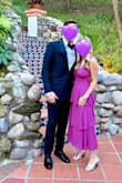 I loved this dress! The bright purple color is so fun. It was also so fun to dance in! I think it runs true to size. Maybe a tiny bit small; it was a little hard to zip up, but I wouldn't size up because you want the top to be super tight for your boobs to stay in! - Sarah C.