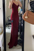 I was worried this dress was going to be too long and would have to get it hemmed, but it's absolutely perfect with a 3-inch heel and has the exact floor length I wanted without tripping over it. Does fit a little loose and the only complaint I really have is the neckline, it's deeper than I thought and also has some stitches on the side that look a little weird, but I don't think anyone's going to notice, just need to find the perfect bra and I'll be all set. The color is also really nice! Definitely, something I'll have in my closet for a while. - Emma A.