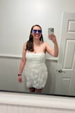 I was a little worried about how this dress would actually look like on, but it fit perfectly! Was able to tighten the strap strings enough for the dress to stay tight all the way around the top. A little more sheer than I would've liked on the bottom but, overall, loved how it looked. Would definitely recommend. - Caitlin D.