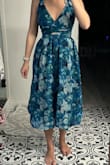 The colors on this dress are beautiful and vibrant. It fits true to size. I am 140 lbs and 5'7". It has a good length on me. On someone shorter, it may be too long. Definitely a keeper! - Aivi M.