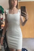 This dress is stunning! I can't wait to wear for my college graduation! I sized down and it fits perfect! Not see through at all either which is a big plus! - Maille-Marie G.