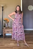 This dress is so comfortable! I wasn't sure about sizing, so I did the estimator tool. It said I needed a Med, but I've never worn medium in Lulu, so I went with a small. It fits exactly as I wanted it to, not too tight anywhere. The print is perfect for springtime. I'm wearing it as a guest to an afternoon wedding. - Jenny C.
