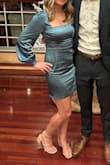 Perfect fall/winter wedding dress. Got many compliments on this. Fit was perfect with just some double sided tape so it wouldn't slide off my shoulders. - Mia D.