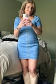 I ordered up a size, usually wear a medium, and ordered a large.  Love how this dress holds everything in, no bra required.  Length was good for my height.  Wore to a country concert. - Lisa L.