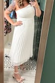 This dress was perfect for my bridal shower. It fit perfectly and was very flattering. I was a little worried about the one strap holding everything up but it was secure! - Rachel H.