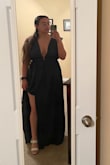 The dress comes in just under the bust instead of at the waist; it's not as flattering as it could be. I wish it would have come down just a bit lower to cinch at the waist. It was also very long, about an inch too long even with heels on. The color to me feels a bit darker in person than what I felt it was on the website. Overall, if I had to I would still feel good wearing this, but definitely not my go-to when there are other options. - Natalia M.