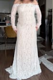 Such a classic take on a dress! Absolutely [gorgeous] but ran very tight in the arms, so I sized up to an XL. I normally wear M so all wedding dresses here run pretty small. I eventually decided to go with this style for my wedding but in an XL - Sofia N.