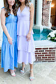 Loved this dress! The lavender color is perfect for spring! I wore it to a wedding. It is a pretty deep V, so plan your bra accordingly. - Ally M.