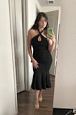 This dress is so flattering! It hugs your curves in all the right places and is supportive enough to wear without a bra. DD approved haha. Do yourself a favor and buy it! I got a size small and it fit perfect. - Carly T.