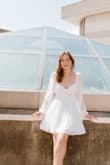 I bought this dress for my graduation pictures, and it was so cute and fit like a glove! I was worried it would be too short on me since I have a long torso, but it was fine (I just wore spandex underneath just in case) - Lindsy C.