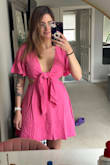 I love the color and the fabric is high quality. For my body, runs a little short because I got big hips and I hate it :( , but I'm planning to use it on my honeymoon vacation, so it's fine. - Isabela J.