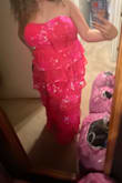 This dress is so light weight and perfect. It stays up good because it has sticky part on the top. - Lilly F.
