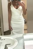 fit nicely, was concerned it was going to be tight but it had a little room on the waist. a little thick, not see through. I wish it was a little shorter, I'm 5'5 was wearing heels and it was touching the ground. - Emma H.