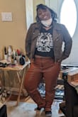 I wore this jacket along with the black cropped tee and the rust orange leather pants, also from Lulus, to Wrestlecon 2024. I was complimented by one of the wrestlers I'd met there. She said she liked my whole outfit. - Sheree W.