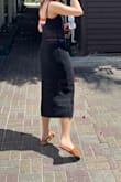 I got a lot of compliments on this when I was on vacation but it's awkward to walk in. The bottom is not stretchy and my shins kept hitting it as I was walking. Maybe my strides are too long? - Lauren W.