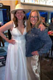 I wore this dress Friday night before my wedding with a cowboy hat and denim jacket with pearls. - Alison T.