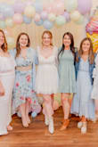 I loved this flirty and cute mini dress for my bridal shower. The sleeve tops were a bit annoying as they slipped off frequently and the hanger loops popped out, leading to lots of adjustments, but I wore a denim jacket over it for most of the day anyway! Otherwise, it was a great fit. So cute and really fit the vibe. - Rachel S.