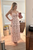 Absolutely love this dress! It is so fun and flirty, with such a pretty pattern and style. I usually wear XS and this dress was a little small on me, so I sized up to a small and it fits perfectly. Really happy with this dress and can't wait to wear it! - Marcie H.