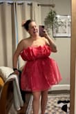 I know I'm busty (size 34H that isn't on the drop down menu) so I get that there may be some bulging on top but this was wild. Not a dress for a busty gal. I couldn't stop laughing. - Laine G.
