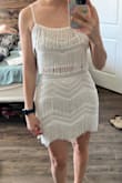 Absolutely love the movement of the fringe! So much fun for my wedding welcome party. I will need to wear shorts underneath as it is a tad short in the back and we will be bowling! - Madi R.