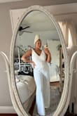 This jumpsuit is soooo frickin cute. I got a size up cause that's all that was available but it works out perfectly because it is my wedding after-party outfit! So it's gonna be super comfy at the end of the night and perfect for dancing with a good amount of wiggle room. The stitching is SOLID, and the material is nice and sturdy, not see-through at all. And the bow is just so cute and totally removable which is a nice feature! - Xaxona M.