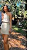 The dress was beautiful. True to size! It fit me a little tight putting it on due to wider hips but aside from that it was so pretty! The material is nice and thick too. - Karina O.